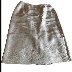 Ann Taylor 100 % Silk Gray Sequence Skirt NWT
